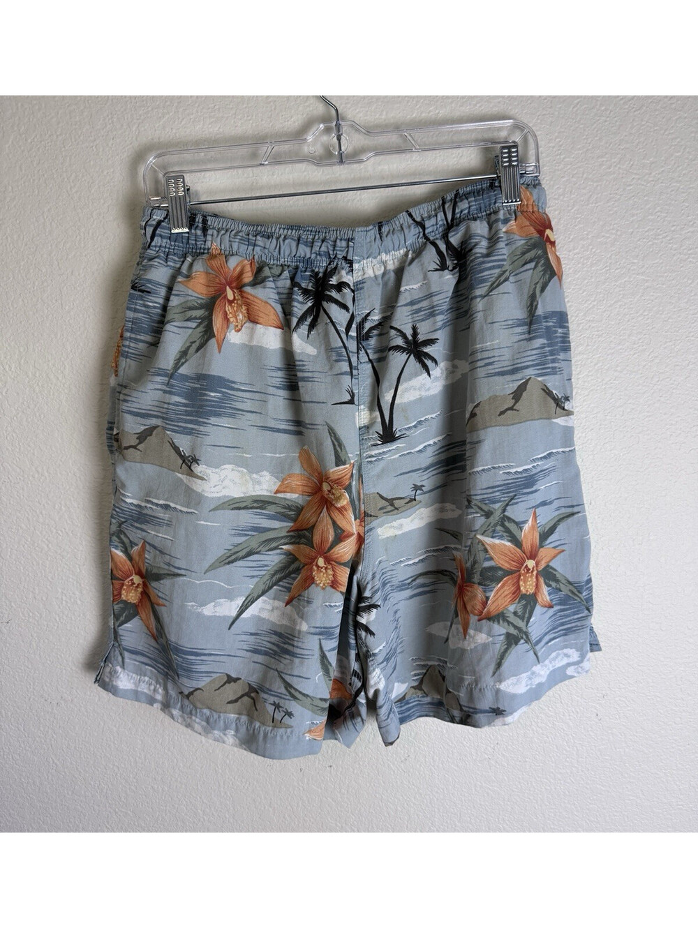 Breakwater Men's M Swim Trunks Blue/Gray Floral Drawstring Lined